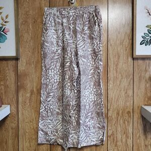 Christian Siriano | Linen High Waisted Wide Leg Cropped Pant | Size M